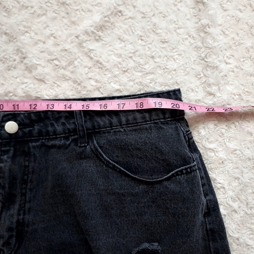 SHEIN Black distressed raw hem high rise jean shorts 3XL Casual Summer - Picture 7 of 10